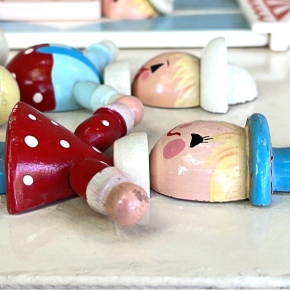 Vintage IRMI Wooden Circus Wall Plaque :: Hand-Painted Nursery Decor :: Blue - Picture 7 of 14